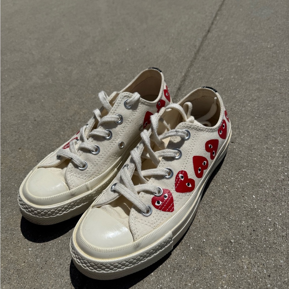 Comme des Garcons White and Red Sneakers